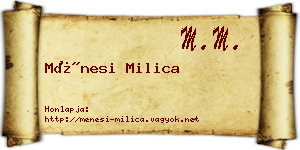Ménesi Milica névjegykártya